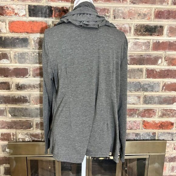 CATO - Women's Gray Ruffled Open-Front Cardigan ... - Picture 5 of 13